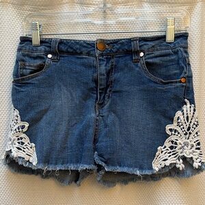 Fire Los Angeles Denim Shorts with Lace Detail